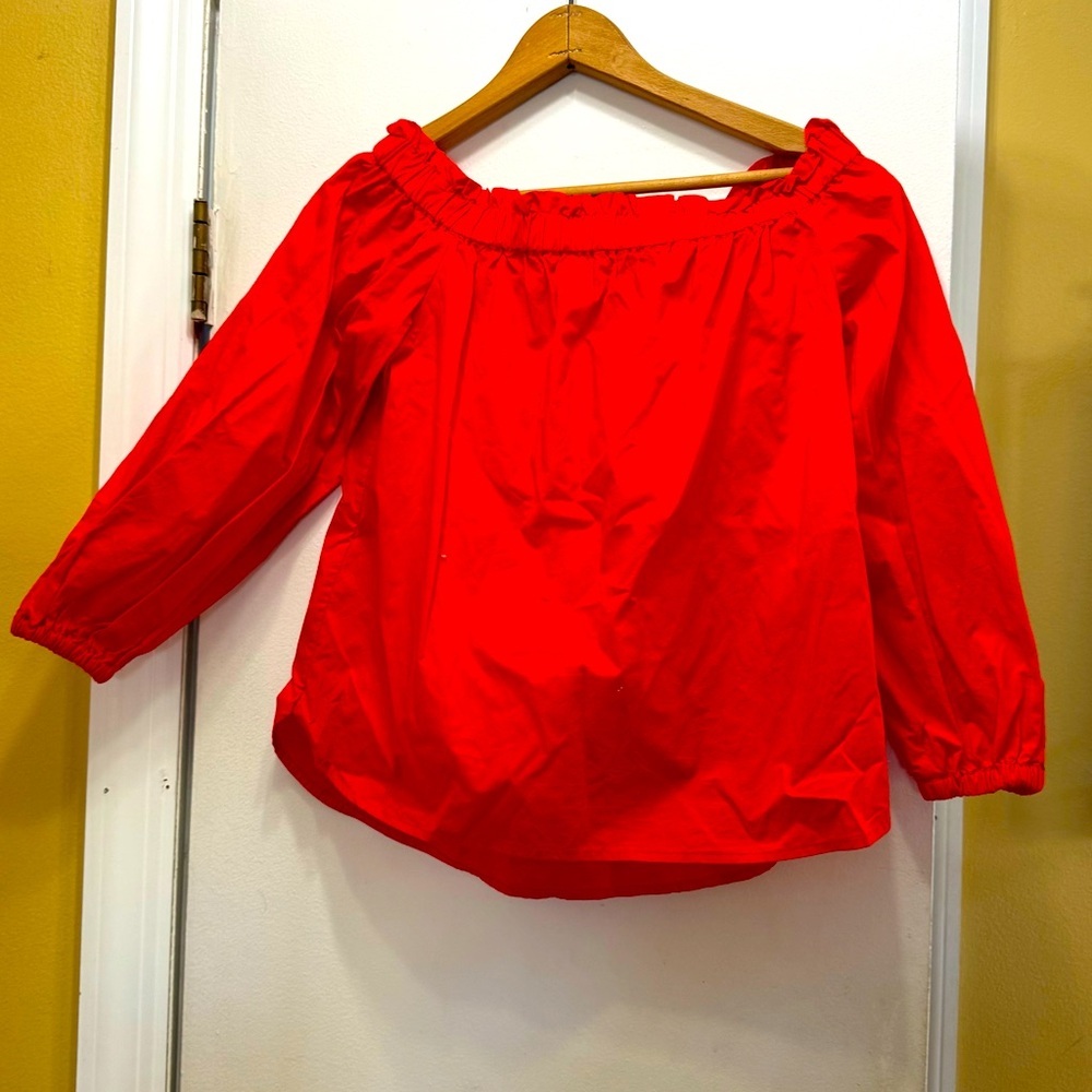 Red Off-Shoulder J. Crew Women's Top! EUC